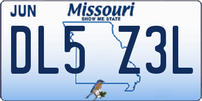 MO license plate DL5Z3L