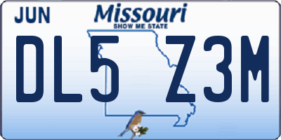 MO license plate DL5Z3M