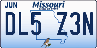 MO license plate DL5Z3N
