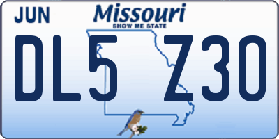 MO license plate DL5Z3O