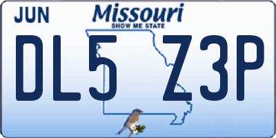 MO license plate DL5Z3P