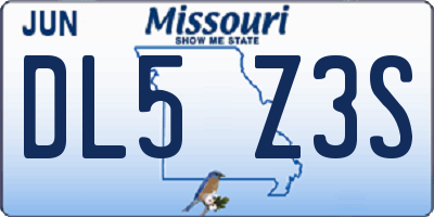 MO license plate DL5Z3S