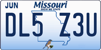MO license plate DL5Z3U
