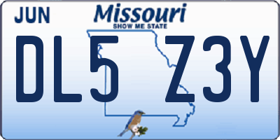MO license plate DL5Z3Y