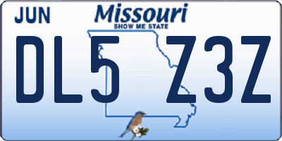 MO license plate DL5Z3Z