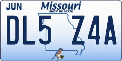 MO license plate DL5Z4A