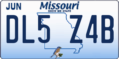 MO license plate DL5Z4B