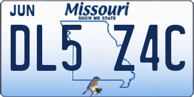 MO license plate DL5Z4C