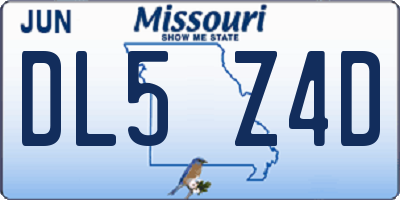 MO license plate DL5Z4D