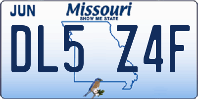 MO license plate DL5Z4F