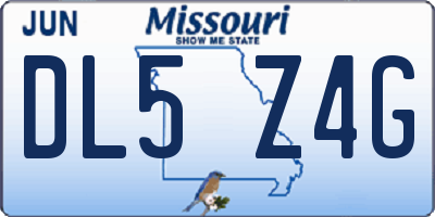 MO license plate DL5Z4G