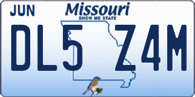 MO license plate DL5Z4M