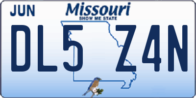 MO license plate DL5Z4N