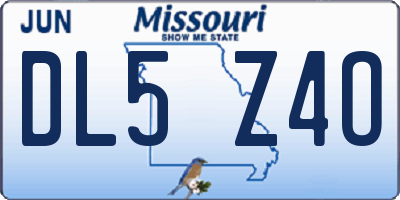 MO license plate DL5Z4O