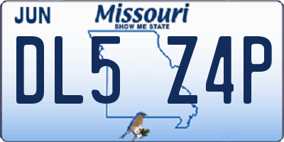MO license plate DL5Z4P
