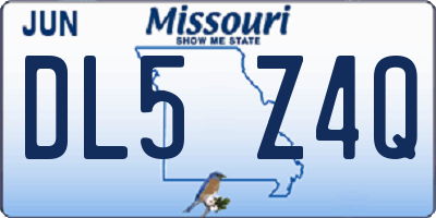 MO license plate DL5Z4Q