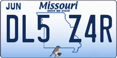 MO license plate DL5Z4R