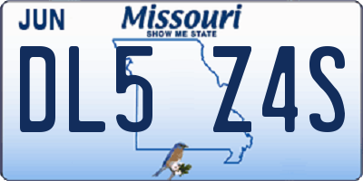MO license plate DL5Z4S