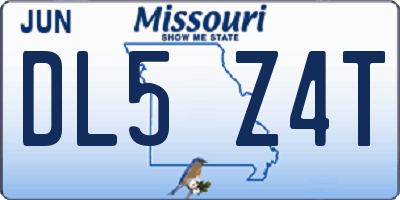 MO license plate DL5Z4T