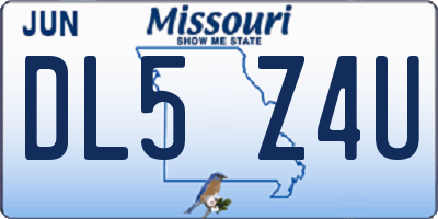 MO license plate DL5Z4U