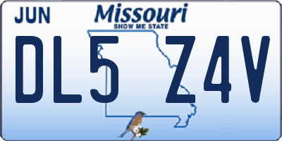 MO license plate DL5Z4V