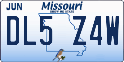 MO license plate DL5Z4W