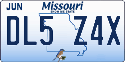 MO license plate DL5Z4X