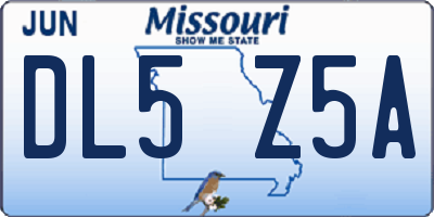 MO license plate DL5Z5A