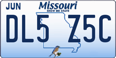 MO license plate DL5Z5C