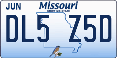 MO license plate DL5Z5D