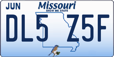 MO license plate DL5Z5F