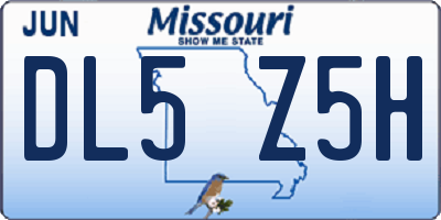 MO license plate DL5Z5H