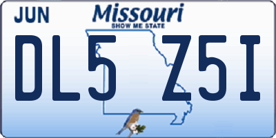 MO license plate DL5Z5I