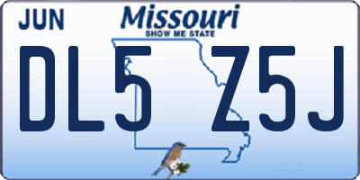 MO license plate DL5Z5J