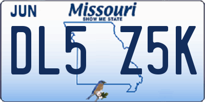 MO license plate DL5Z5K
