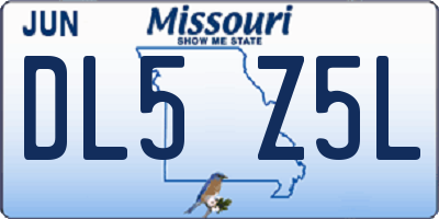 MO license plate DL5Z5L