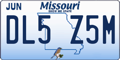 MO license plate DL5Z5M