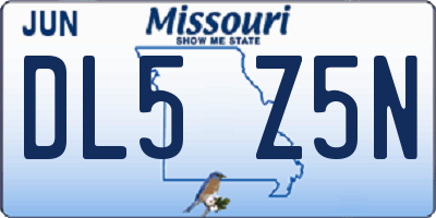 MO license plate DL5Z5N