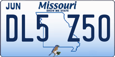 MO license plate DL5Z5O