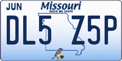 MO license plate DL5Z5P