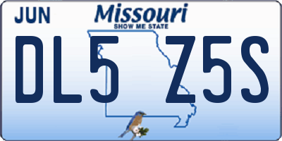 MO license plate DL5Z5S