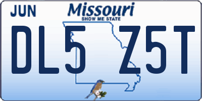 MO license plate DL5Z5T