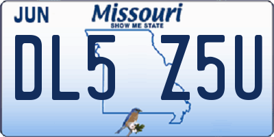 MO license plate DL5Z5U