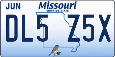 MO license plate DL5Z5X