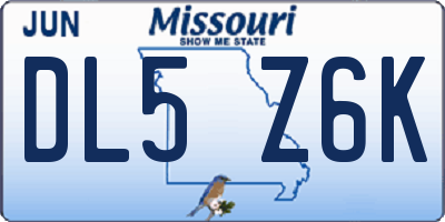 MO license plate DL5Z6K