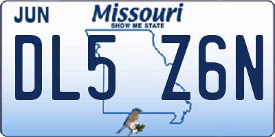 MO license plate DL5Z6N