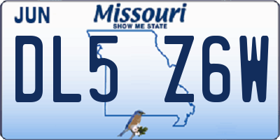 MO license plate DL5Z6W