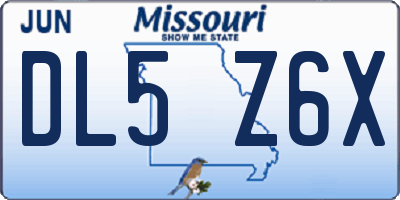 MO license plate DL5Z6X
