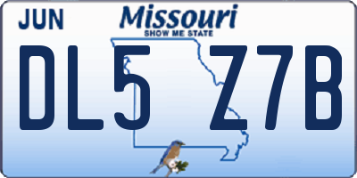 MO license plate DL5Z7B