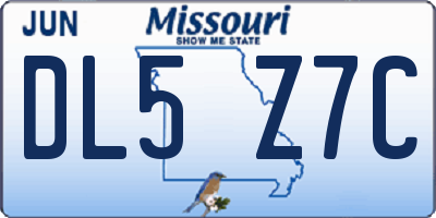 MO license plate DL5Z7C